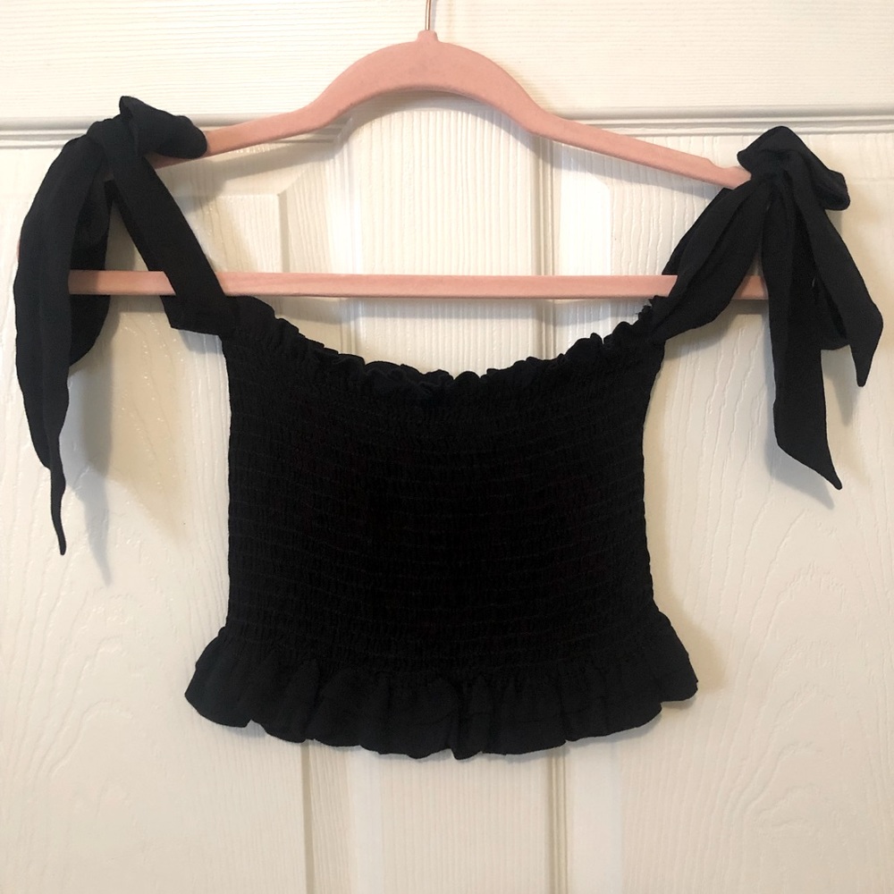 BLUE LIFE  Revolve Tasha top smocked tube top with arm ties xs